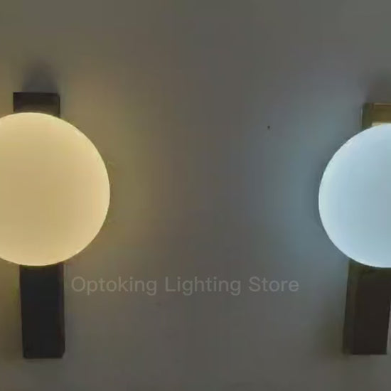Decorative Lighting Fixture With Milk White Glass Sphere showcasing dual color options.