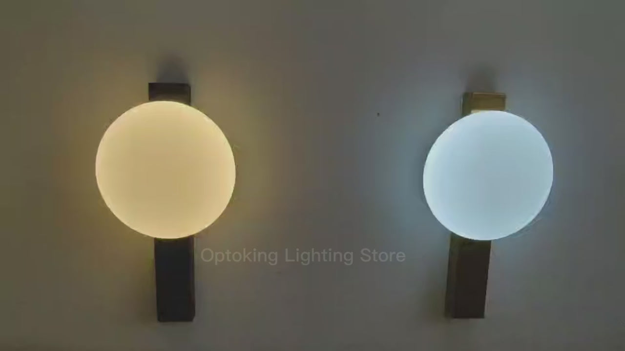 Decorative Lighting Fixture With Milk White Glass Sphere showcasing dual color options.