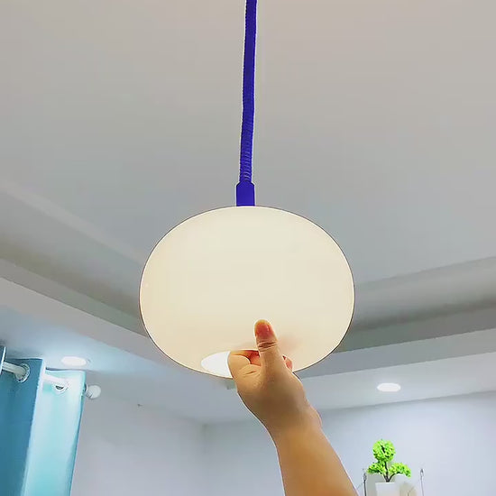 Vibrant Bauhaus Glass Chandeliers with bright cord featuring hand-blown glass shade and energy-efficient LED bulb in modern setting