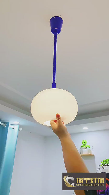 Vibrant Bauhaus Glass Chandeliers with bright cord featuring hand-blown glass shade and energy-efficient LED bulb in modern setting