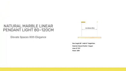 Natural Marble Linear Pendant Light 80&ndash;120cm by@Outfy