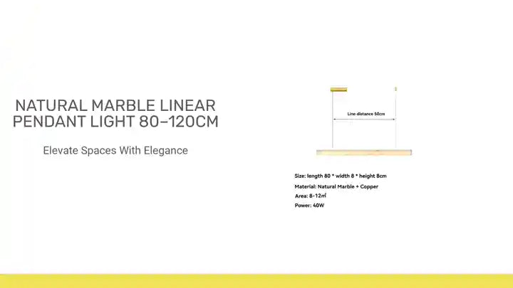 Natural Marble Linear Pendant Light 80&ndash;120cm by@Outfy
