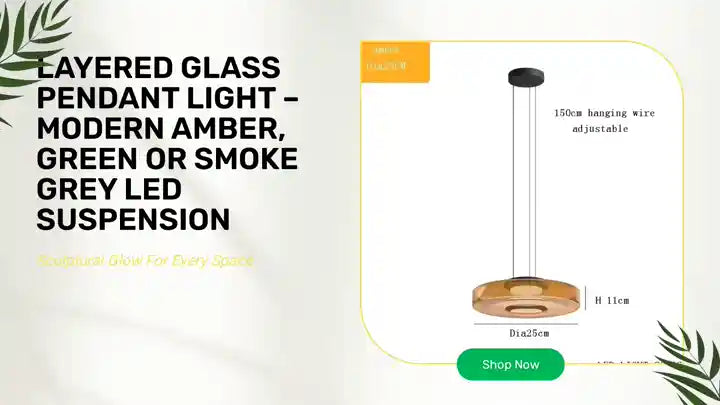 Layered Glass Pendant Light &ndash; Modern Amber, Green or Smoke Grey LED Suspension by@Outfy