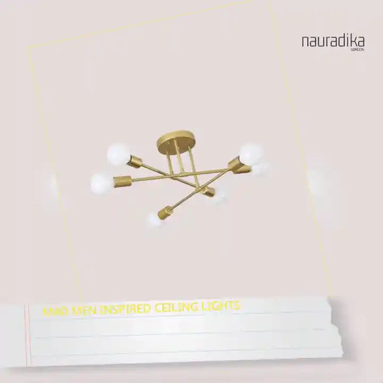 Mad Men Inspired Ceiling Lights in gold finish for mid-century modern decor