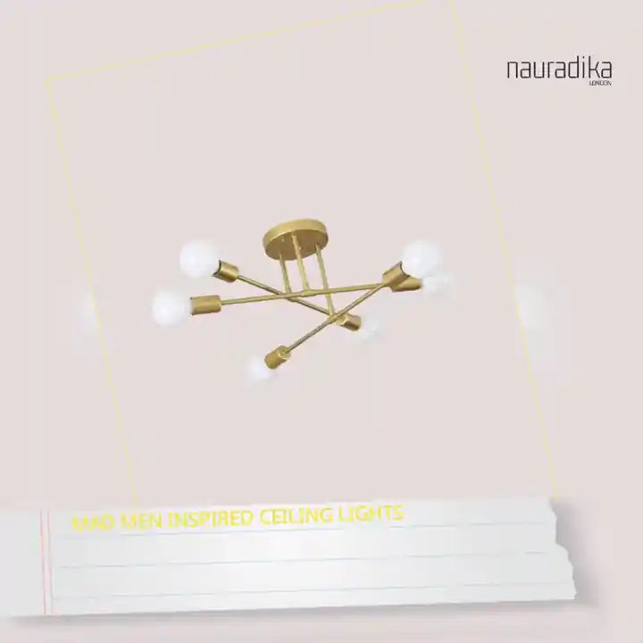 Mad Men Inspired Ceiling Lights in gold finish for mid-century modern decor