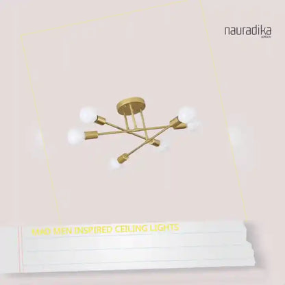 Mad Men Inspired Ceiling Lights in gold finish for mid-century modern decor