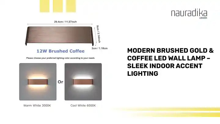 Modern Brushed Gold &amp; Coffee LED Wall Lamp &ndash; Sleek Indoor Accent Lighting by@Outfy