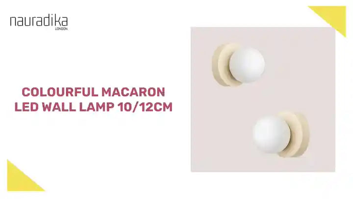 Colourful Macaron LED Wall Lamp 10/12cm featuring frosted glass bulbs and a stylish design.