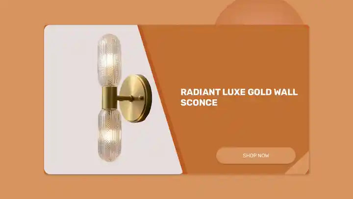 Radiant Luxe Gold Wall Sconce with sleek gold finish and clear glass, providing adjustable warm lighting for elegant indoor settings.
