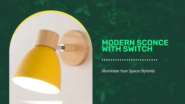 Modern Sconce With Switch featuring a stylish yellow shade for versatile home lighting.