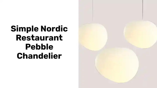 Modern Simple Nordic Restaurant Pebble Chandelier with minimalist white design, ideal for bedrooms, bars, and hallways.