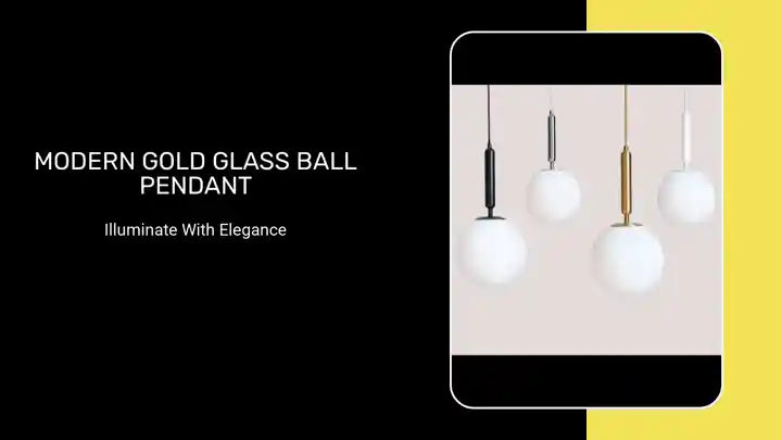 Modern Gold Glass Ball Pendant with white glass lampshades and black metal accents for stylish home interiors.