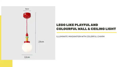 LEGO LIKE PLAYFUL AND COLOURFUL WALL & CEILING LIGHT showcasing vibrant colors and dimensions for playful room decor.