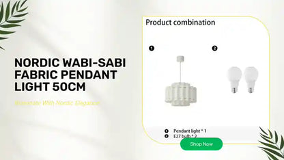 Nordic Wabi-Sabi Fabric Pendant Light 50cm by@Outfy