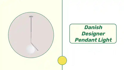 Elegant Danish Designer Pendant Light with modern white lampshade and included LED bulbs, adding sophistication and luxury to your decor.