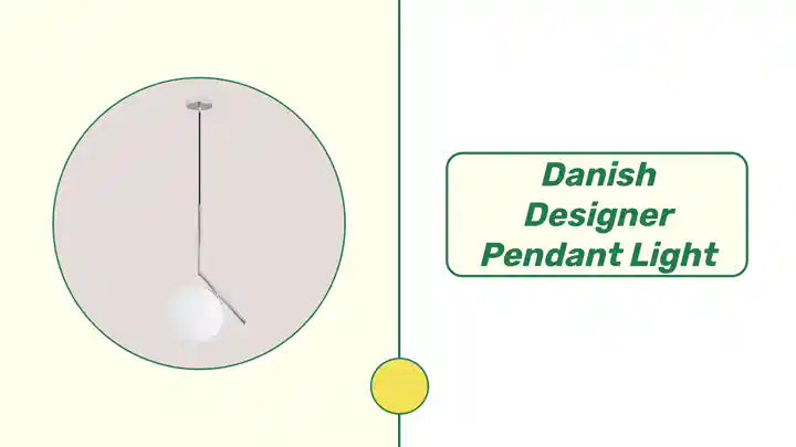 Elegant Danish Designer Pendant Light with modern white lampshade and included LED bulbs, adding sophistication and luxury to your decor.