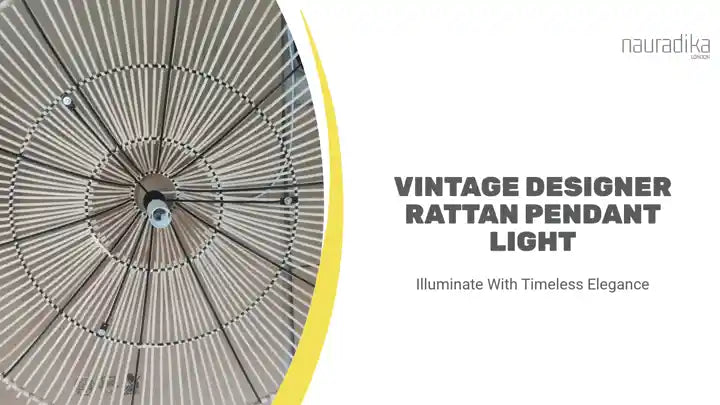 Vintage Designer Rattan Pendant Light by@Outfy