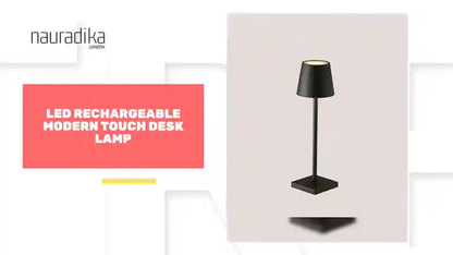 LED Rechargeable Modern Touch Desk Lamp with polished metal finish and dumbbell design