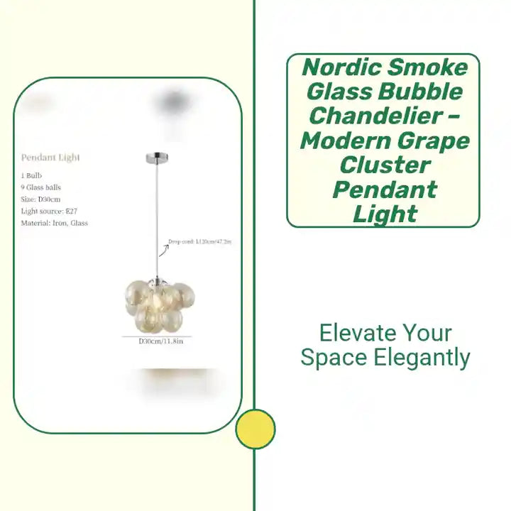 Nordic Smoke Glass Bubble Chandelier – Modern Grape Cluster Pendant Light with glass globes for elegant space elevation.