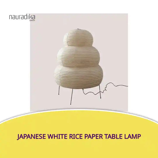 Japanese White Rice Paper Table Lamp by@Outfy