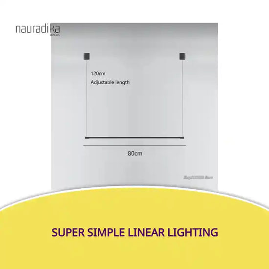 Diagram of Super Simple Linear Lighting dimensions with adjustable length and width detailed.
