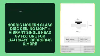 Nordic Modern Glass Disc Ceiling Light – Vibrant Single Head G9 Fixture for Hallways, Bedrooms & More with specifications