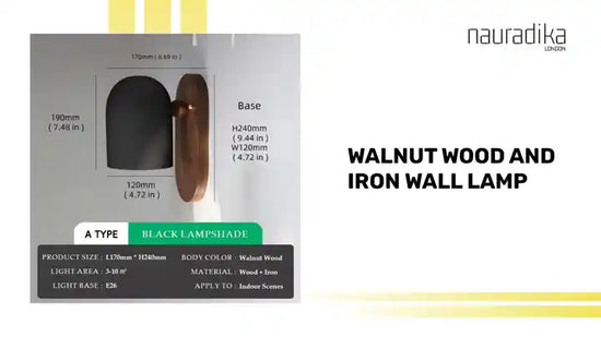 Walnut Wood and Iron Wall Lamp by@Outfy