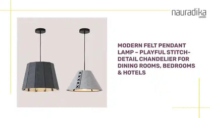 Modern Felt Pendant Lamp – Playful Stitch-Detail Chandelier for Dining Rooms, Bedrooms & Hotels displayed in two color variations.
