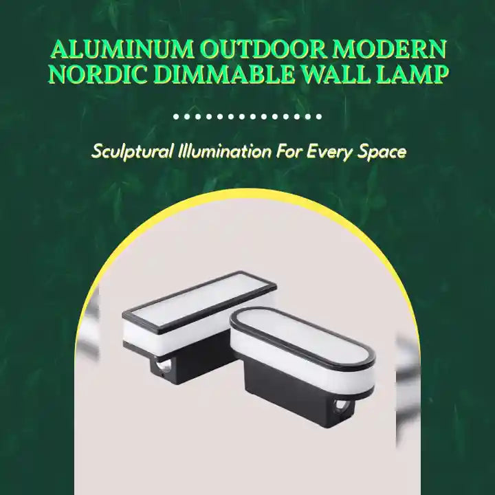 Aluminum Outdoor Modern Nordic Dimmable Wall Lamp showcasing stylish illumination for various spaces.