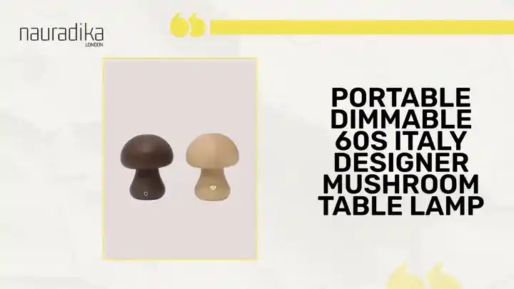 Portable Dimmable 60s Italy Designer Mushroom Table Lamp in two colors displayed side by side.