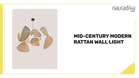 Mid-Century Modern Rattan Wall Light, retro home decor lighting with warm glow, vintage-inspired design by Nauradika London