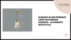 Elegant Glass Pendant Light with Brass Accents - Illuminate with Style, showcasing a beautiful design with measurements.