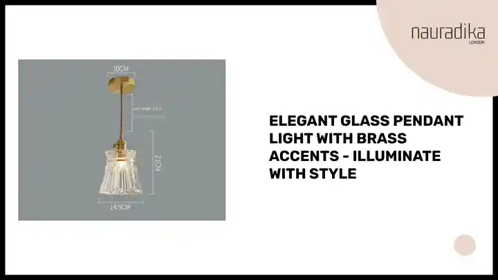 Elegant Glass Pendant Light with Brass Accents - Illuminate with Style, showcasing a beautiful design with measurements.