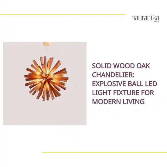 Solid Wood Oak Chandelier: Explosive Ball LED Light Fixture for Modern Living by@Outfy