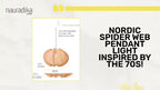 Nordic Spider Web Rattan Pendant Light diagram with dimensions and cable details inspired by the 70s.