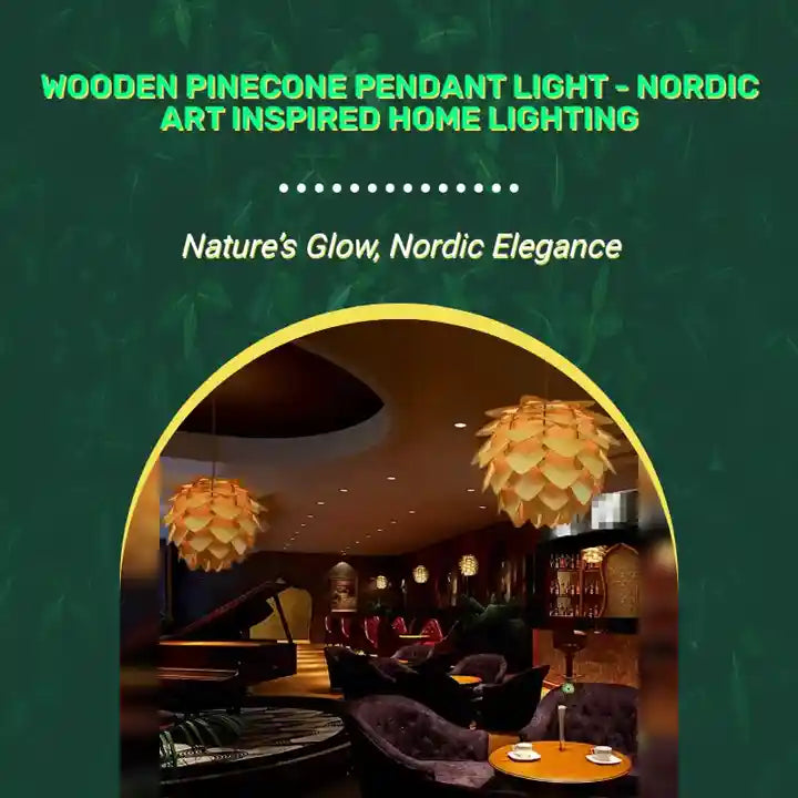 Wooden Pinecone Pendant Light - Nordic Art Inspired Home Lighting illuminating a chic interior with warm, natural aesthetics.