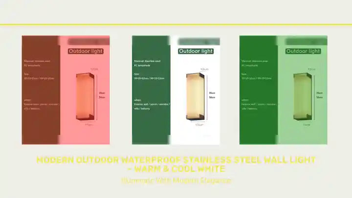 Modern Outdoor Waterproof Stainless Steel Wall Light &ndash; Warm &amp; Cool White by@Outfy