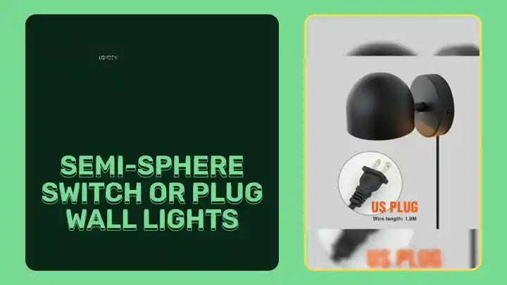 Image of Semi-Sphere Switch or Plug Wall Lights showcasing sleek black design and US plug connection.