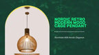 Nordic Retro Modern Wood Cage Pendant lighting with elegant wooden design and hanging fixture.