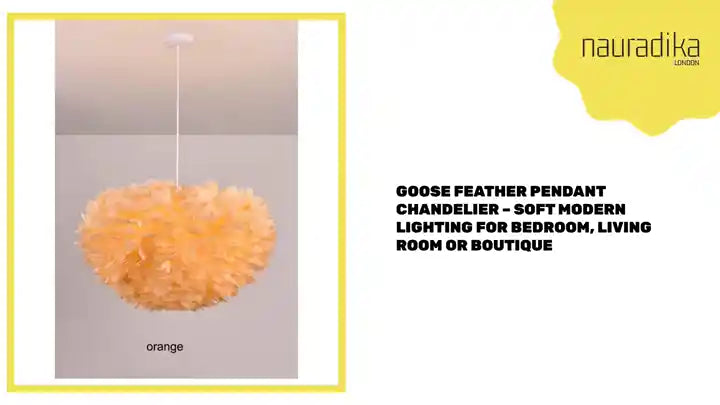 Goose Feather Pendant Chandelier – Soft Modern Lighting for Bedroom, Living Room or Boutique in orange color.
