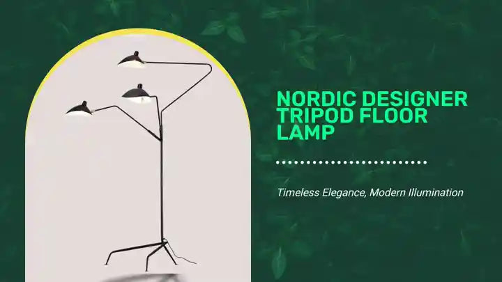 Nordic Designer Tripod Floor Lamp showcasing timeless elegance with adjustable lighting features.