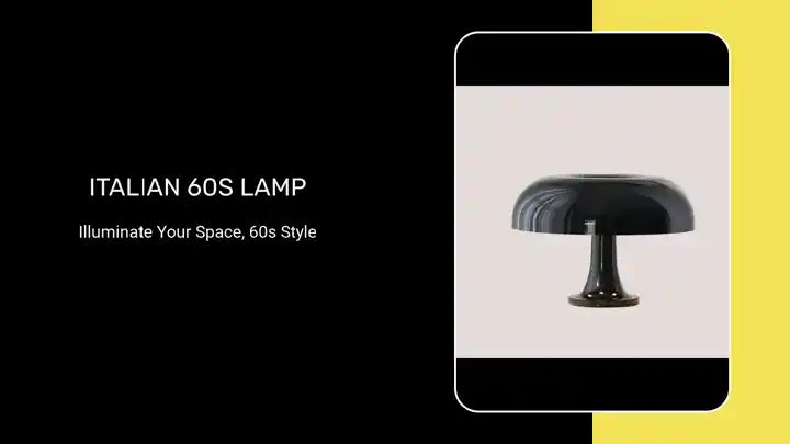 Italian 60s Lamp showcasing modern minimalist design, perfect for illuminating hotel bedrooms and living spaces.