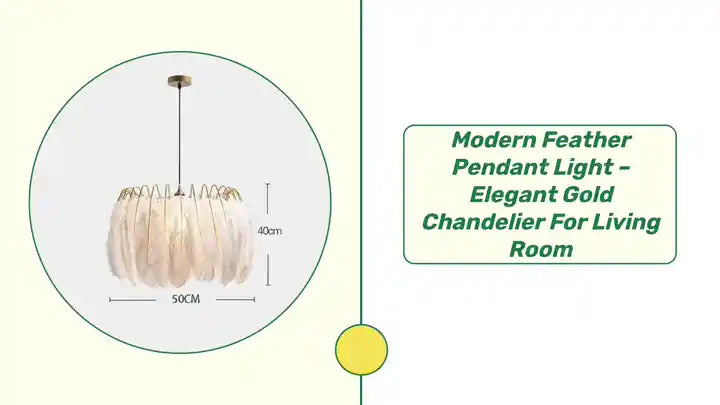 Modern Feather Pendant Light showcasing a stylish gold chandelier for elegant living room decor.
