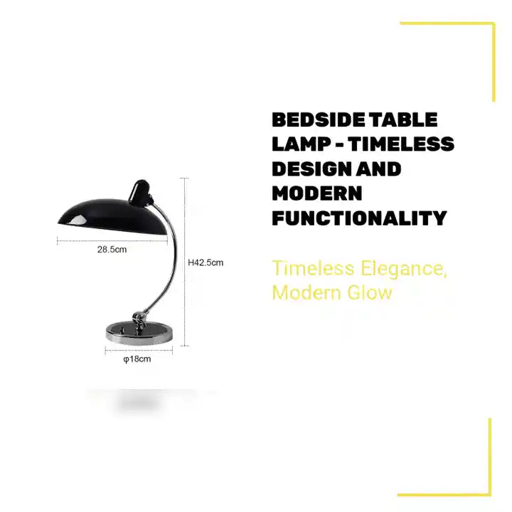 Bedside Table Lamp - Timeless Design and Modern Functionality in vintage Danish style with sleek iron construction for any space.