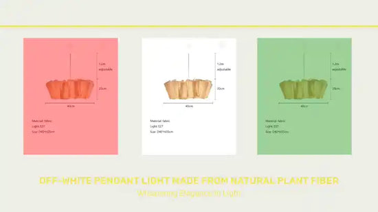 Off-White Pendant Light made from Natural Plant Fiber, available in two sizes, suitable for elegant Scandinavian interiors.