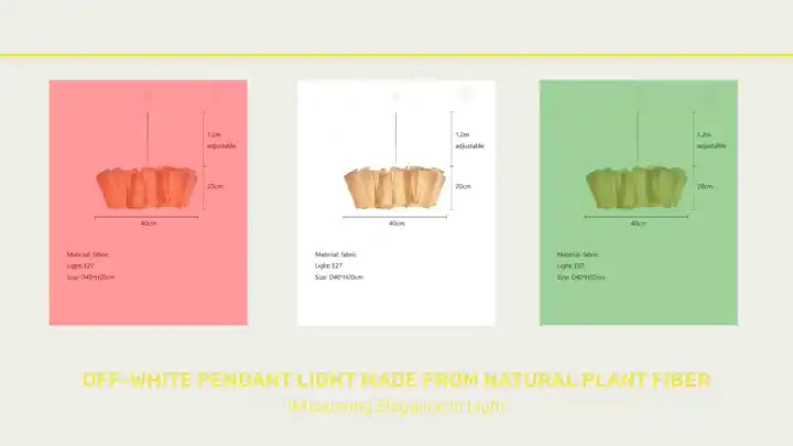 Off-White Pendant Light made from Natural Plant Fiber, available in two sizes, suitable for elegant Scandinavian interiors.