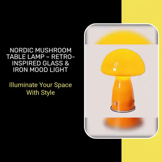 Nordic Mushroom Table Lamp &ndash; Retro-Inspired Glass &amp; Iron Mood Light by@Outfy
