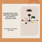 Magnificent Mid-Century Modern Colourful Ceiling Lamp, vibrant design with distinctive shapes, adding style to your space.