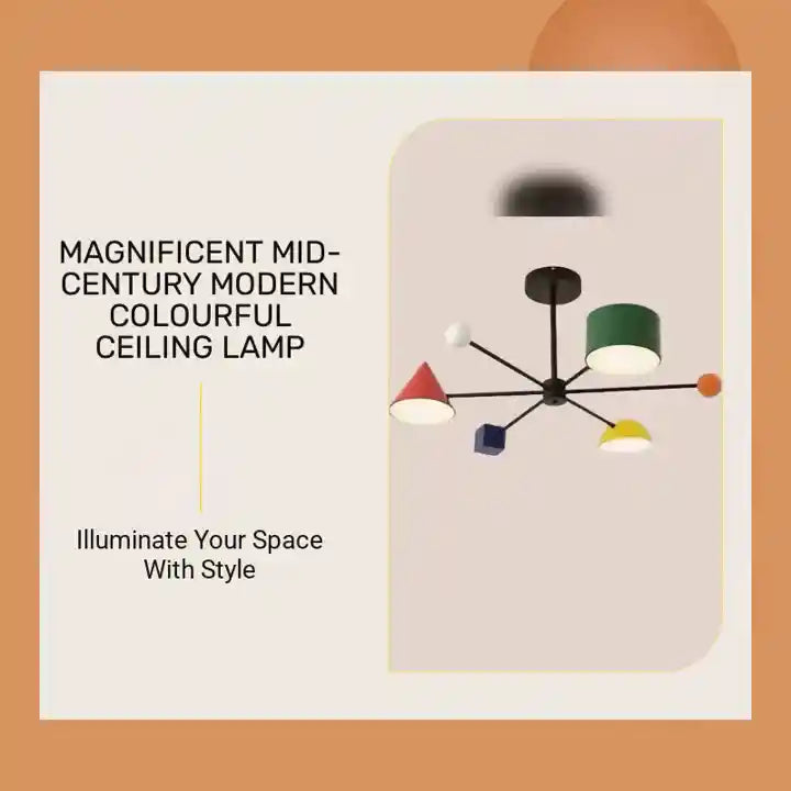 Magnificent Mid-Century Modern Colourful Ceiling Lamp, vibrant design with distinctive shapes, adding style to your space.