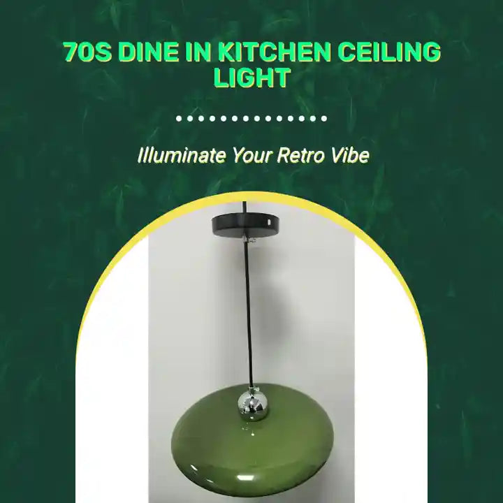 70s Dine In Kitchen Ceiling Light featuring retro design and vibrant green color for a stylish kitchen.